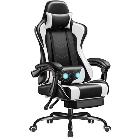 gaming chair with footrest|Adjustable Gaming Chair with Massage Lumbar Support and.